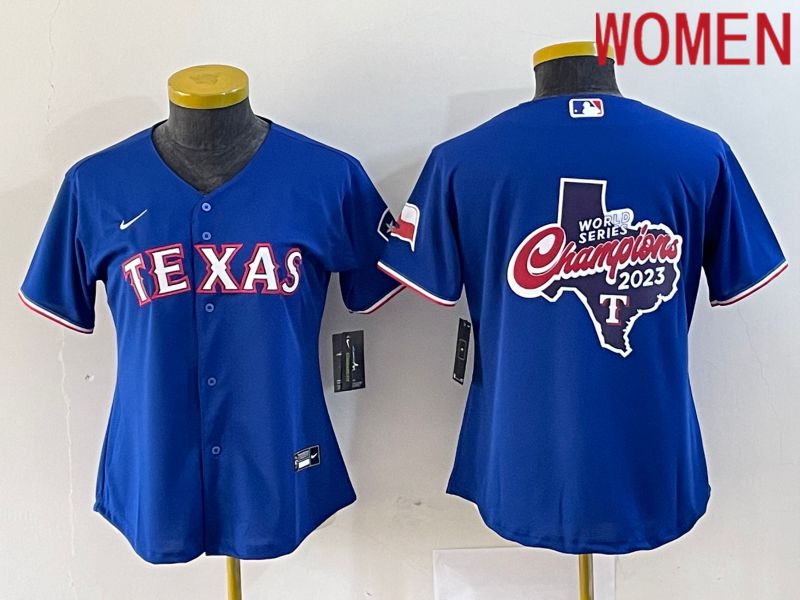 Custom Women Texas Rangers Blank Blue Game Nike 2023 MLB Jersey style 2->customized mlb jersey->Custom Jersey
